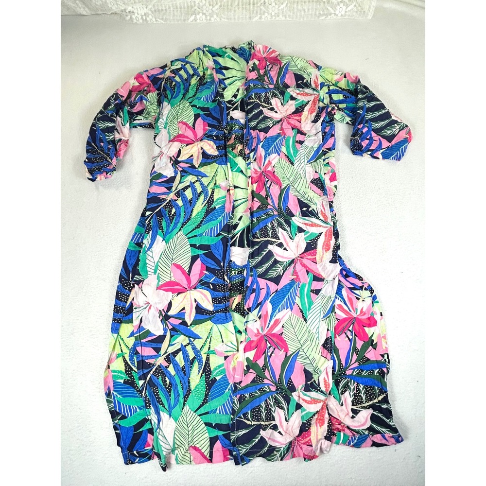 LOFT Kimono Wrap Women XS/S Multicolor Tropical Floral Beach Resortwear Boho